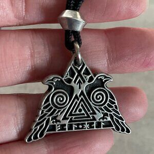 Odin Norse Viking Ravens pendant necklace stainless steel pagan valknut fantasy